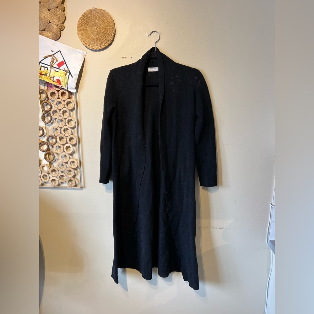 Black Open Front Long Cardigan
